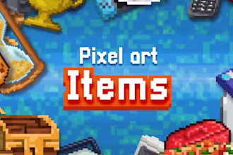 create pixel art of items and food