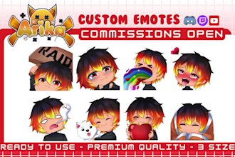 draw and animated emotes for twitch, discord, kick, youtube for vtuber