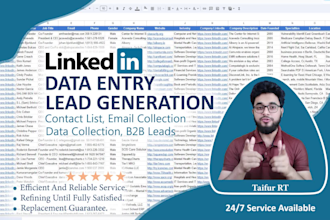 do linkedin data entry, targeted b2b lead generation, email collection