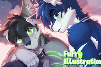 draw your furry art, fursona character, and anthro art anime in high quality