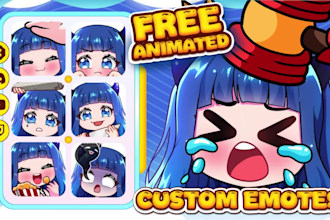 draw custom twitch emotes, chibi emotes, animated sub badges for vtuber streamer