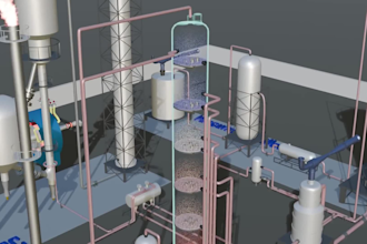 create 3d oil refinery, oil and gas process animation