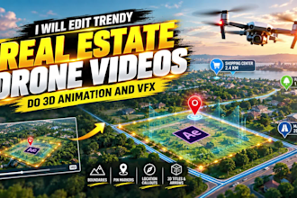 edit trendy real estate drone videos do 3d animation and vfx