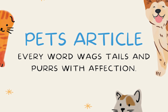 write pet articles, dog training, and veterinary blog posts
