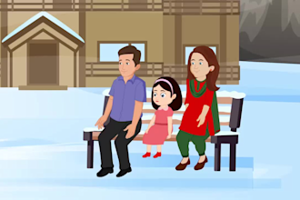 create 2d story animation, animated video, kids story animation