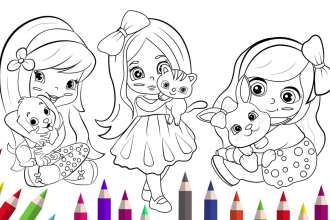 draw coloring book page for children