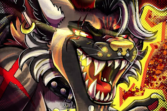 create an experimental headshot piece of your fursona