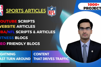 write professional sports articles and fitness blogs with detailed analysis