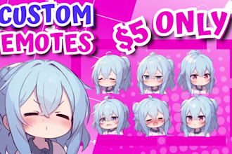 draw custom cute twitch discord emotes or sticker for you
