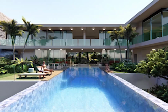 design and render 3d landscape modern backyard garden swimming pool patio