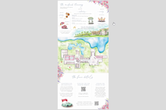 make luxury custom trifold wedding invite with venue, timeline and qr code