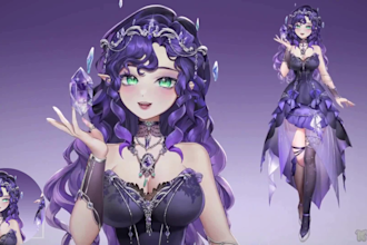 draw and rig 2d v tuber model,live 2d rigging, live2d character model,anime art