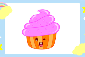 draw kawaii cartoon style food, animal, people or object