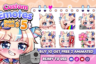 draw twitch emotes, animated chibi emote, discord emoji, and sticker