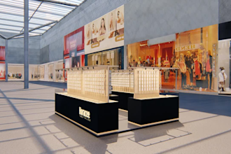 design custom retail kiosk, jewelry stall, or shop counter