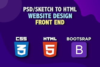 convert psd to html, xd to html, sketch to html responsive