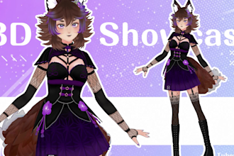 create 3d character for 3d vtuber, vrchat, rigging, 3d model, anime commission