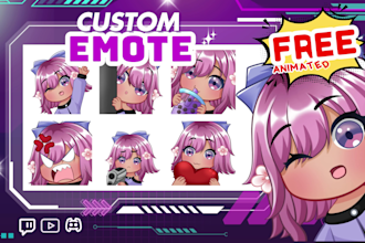 create twitch emotes, cute anime chibi, animated emotes, emote badges for your