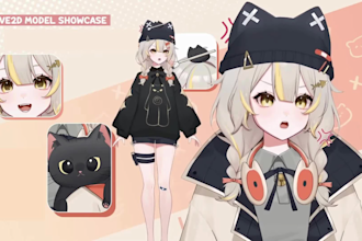 draw and rig vtuber model, live2d model, anime vtuber art, obs vtuber 4 stream