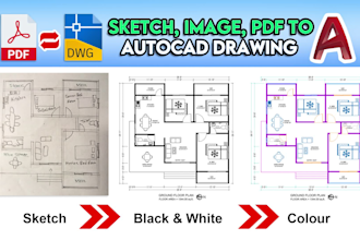 convert pdf, sketch or image floor plan to accurate autocad dwg