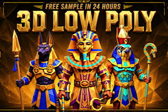 create game ready low poly 3d character with clean topology and rigging