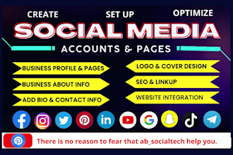 create social media accounts and set up business pages