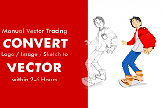 convert hand sketch, drawing, logo  into vector form