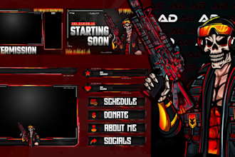 design unique twitch, kick logo, animated overlays, panels, emotes