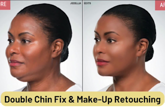 remove double chin, face retouching, slimming and reshaping