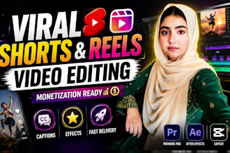 create viral youtube shorts, instagram reel , ugc video and tiktok video editing