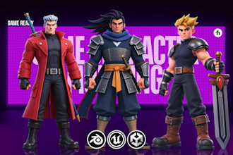 create a custom 3d game character for games, animation and