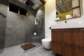 do a bathroom design with 3d rendering