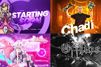 create animated starting soon screen, brb, offline  for twitch overlays youtube