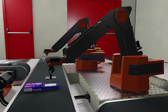 create realistic 3d animation for industrial equipment robotic factory process