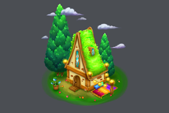 draw a 2d game art, a concept art, a game asset, an icon, UI
