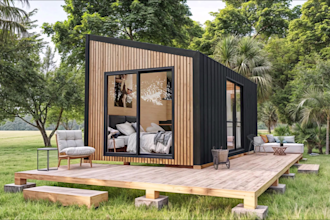 do 3d tiny house design floor plan, render and animation