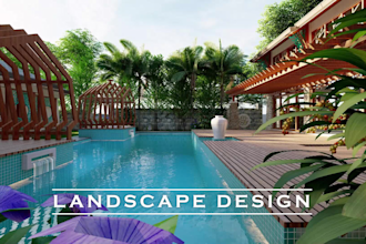 design 3d landscape for frontyard, backyard, roof and terrace
