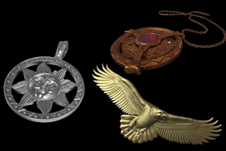 sculpt 3d bass relief medallion ring pendant cnc 3d jewelry design 3d coin model