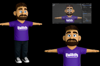 do 3d character modeling, rigging, animation for game, 3d vtuber, vrchat model