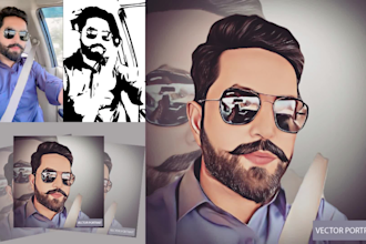 do vector portrait, cartoon tracing, digital art in 24 hours