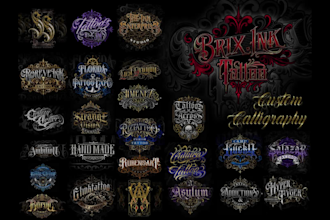 draw custom blackletter logo and monogram in gothic style