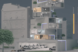 3d architectural exterior warehouse walkthrough rendering animation