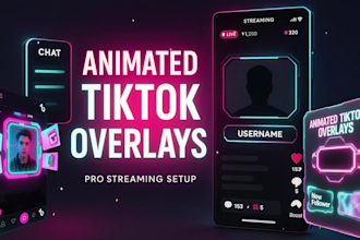 design a custom animated stream overlay pack for tiktok