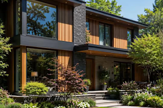 design and render a modern house facade