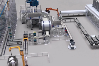 create 3d industrial animation robotic automated manufacturing  production line