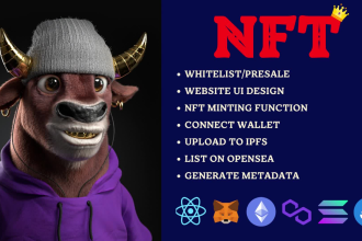 create nft minting website, nft landing page, smart contract