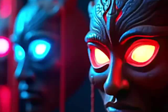 make epic ai music video rap track, 2d 3d cartoon psychedelic realistic ai style