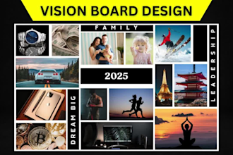 create a vision board, mood board,poster to help you achive your goals, dreams