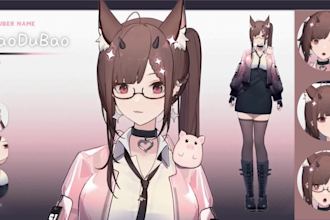 draw and rig male or female 2d character model, vtuber rigging, live2d model,