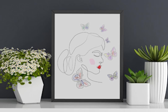 do vector line art, one line art illustration, and line art logo for your brand